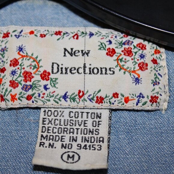 Vintage New Directions Blue Floral Embroidered Vest - Size M - 100% Cotton - Picture 9 of 9